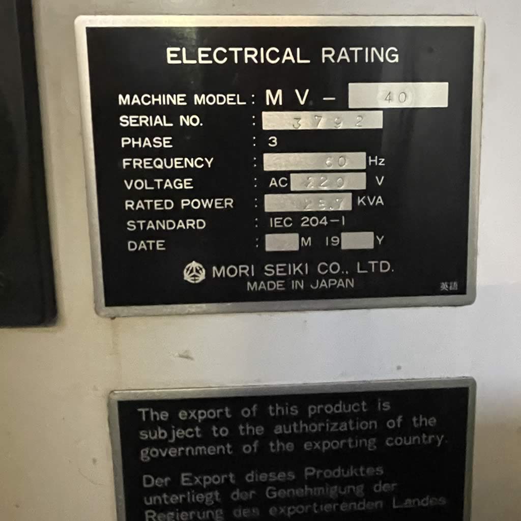 MORI SEIKI MV40B - YEAR 1997